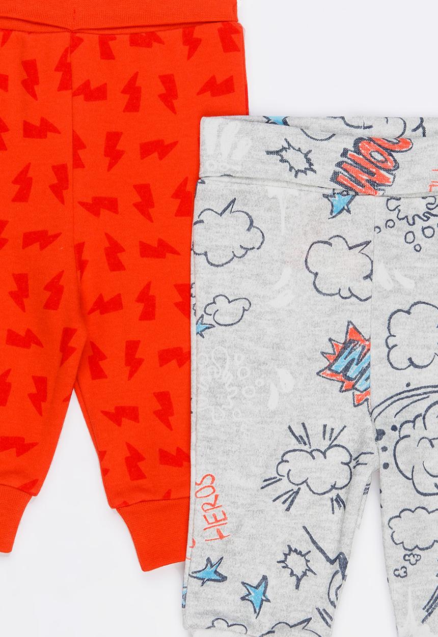 Baby Corner - Printed 2 Pack Pants Red