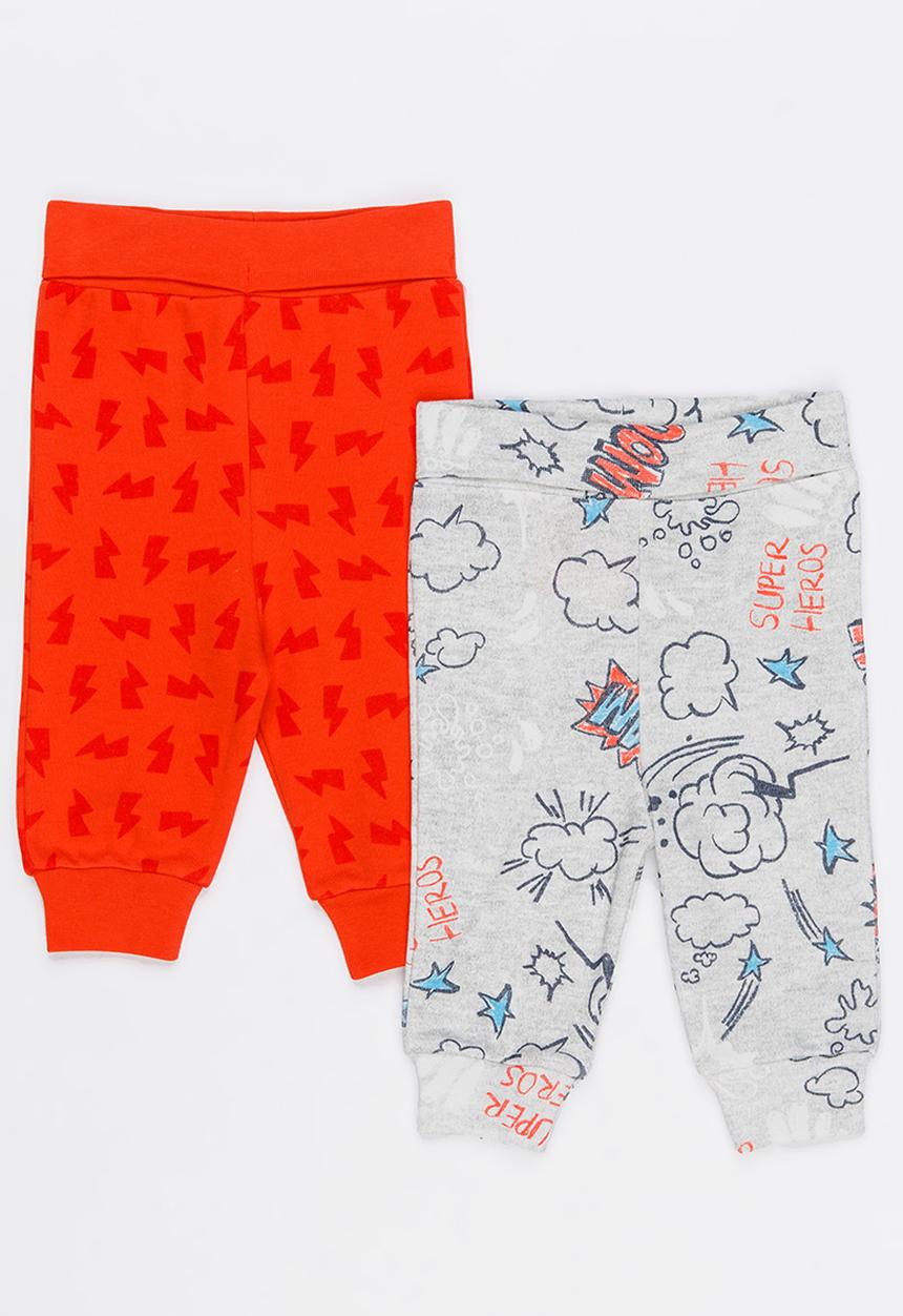 Baby Corner - Printed 2 Pack Pants Red