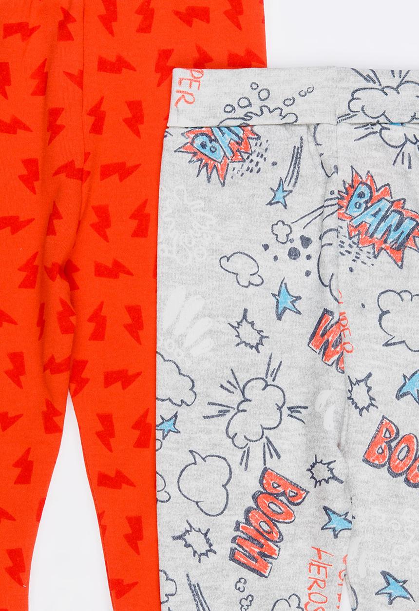 Baby Corner - 2 Pack Footed Pants Red