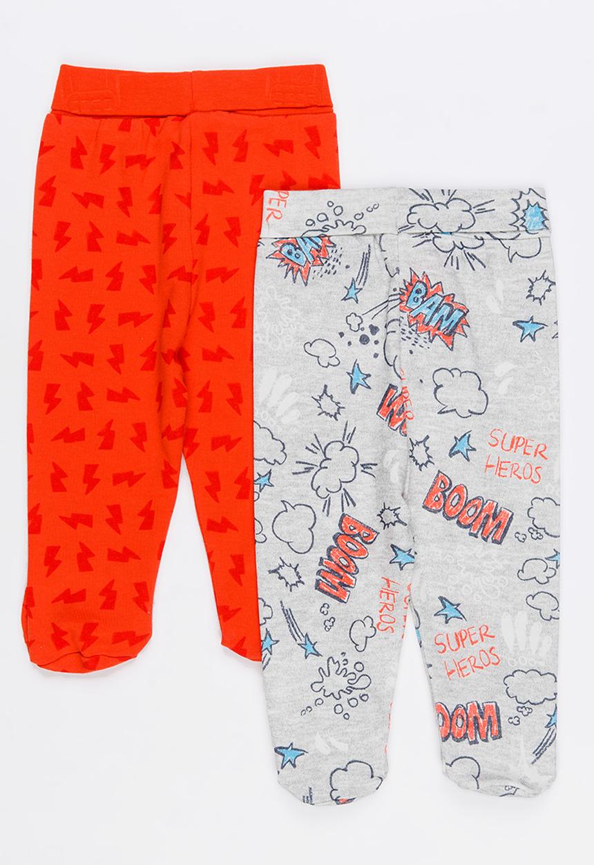 Baby Corner - 2 Pack Footed Pants Red