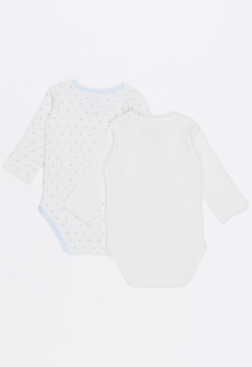 Baby Corner - 2 Pack Long Sleeve Bodysuit Pale Blue