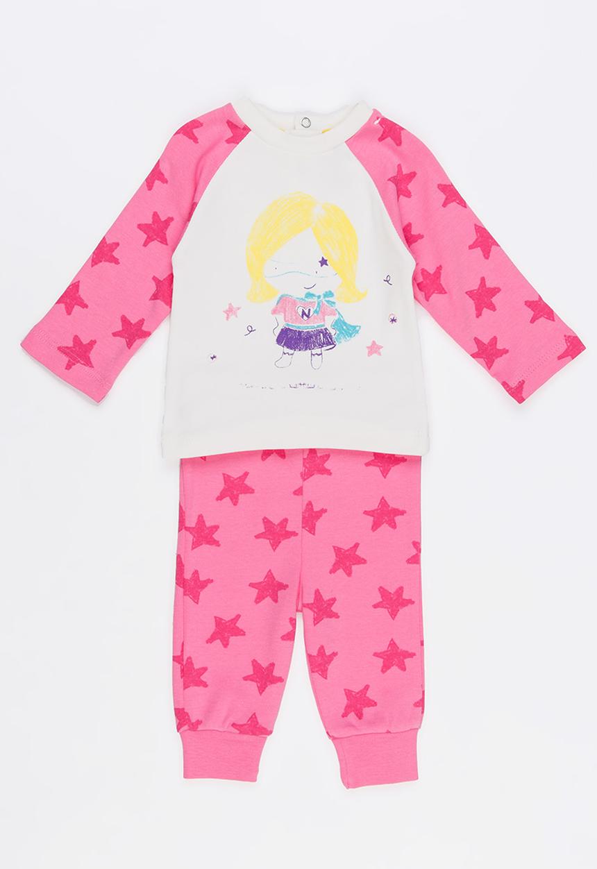 Baby Corner - Star Pj Set Mid Pink