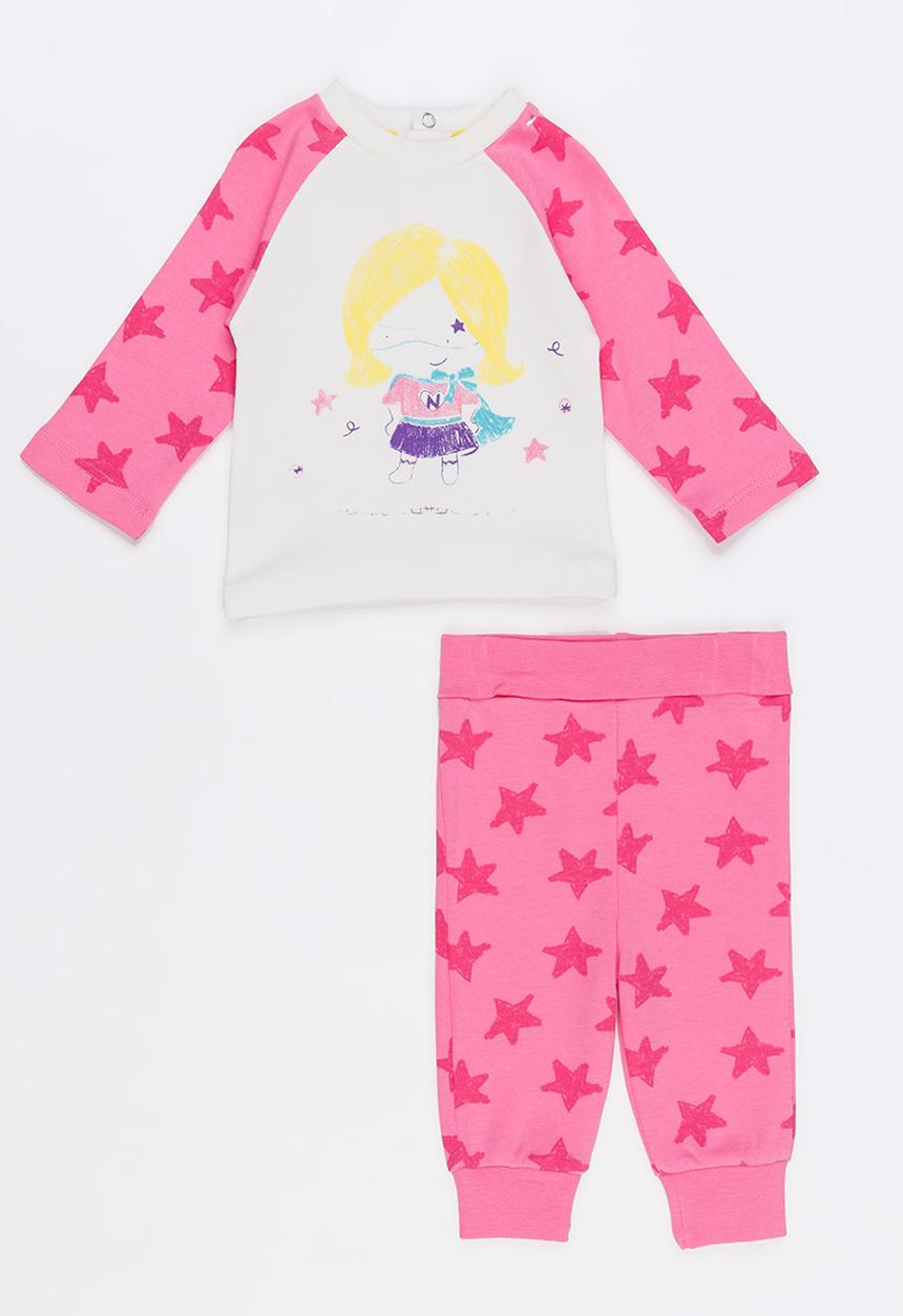 Baby Corner - Star Pj Set Mid Pink