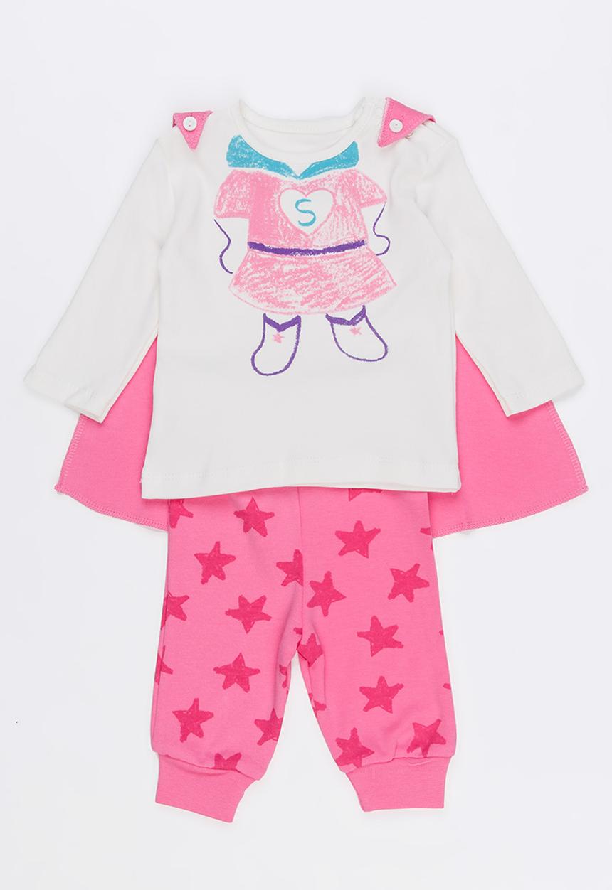 Baby Corner - Super Girl 3 Piece Set Mid Pink