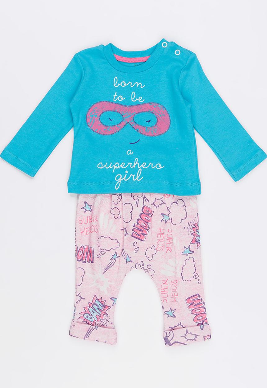 Baby Corner - Super Girl Harem Pants Set Mid Blue