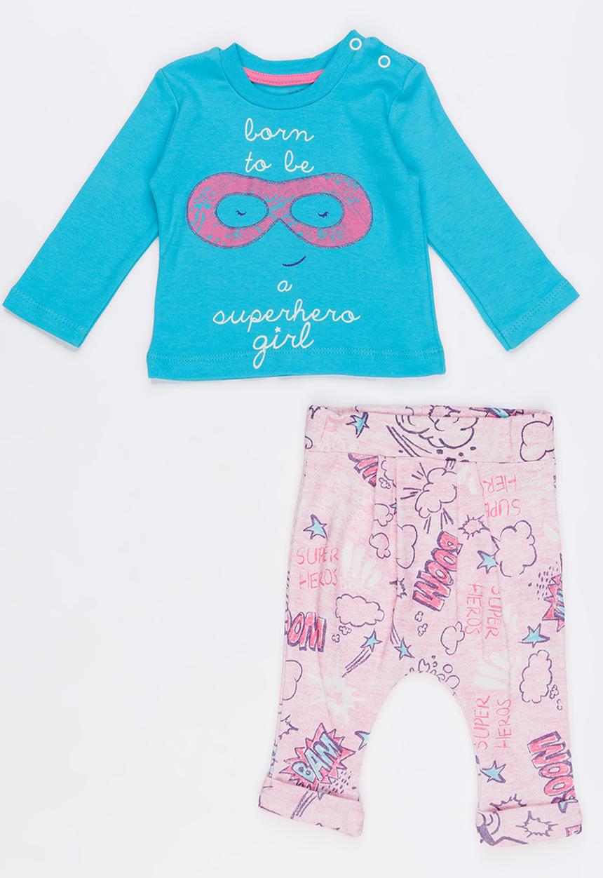 Baby Corner - Super Girl Harem Pants Set Mid Blue