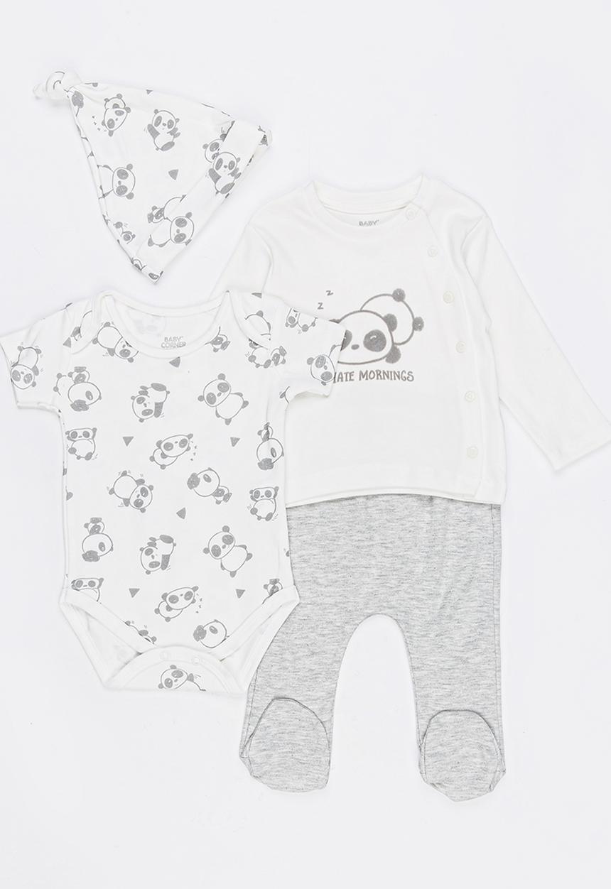 Baby Corner - 5 Piece Side Snap Cardigan Set Grey