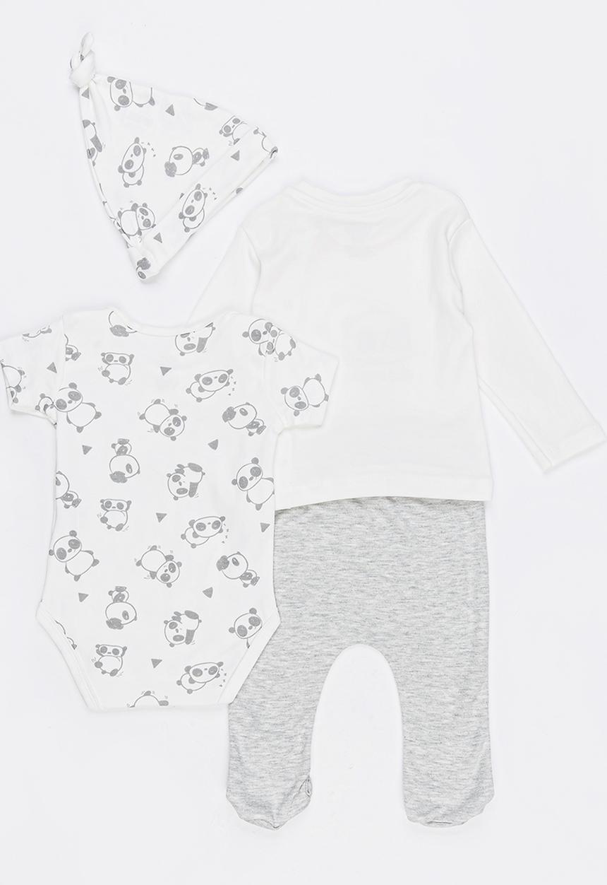 Baby Corner - 5 Piece Side Snap Cardigan Set Grey