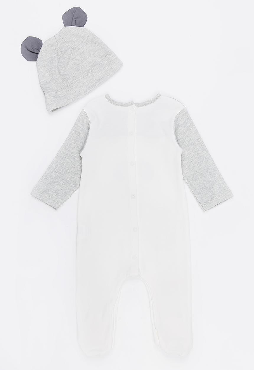 Baby Corner - Panda Hat And Sleepsuit Set Grey