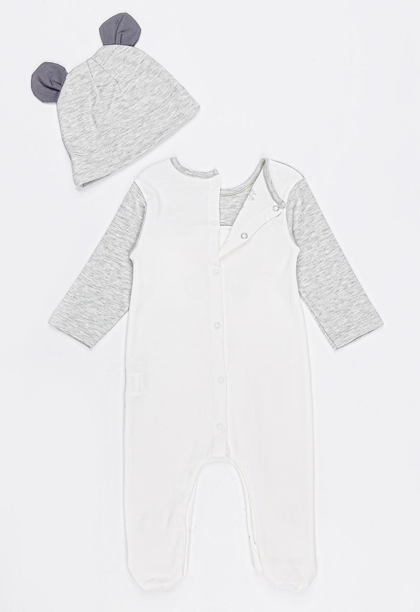 Baby Corner - Panda Hat And Sleepsuit Set Grey