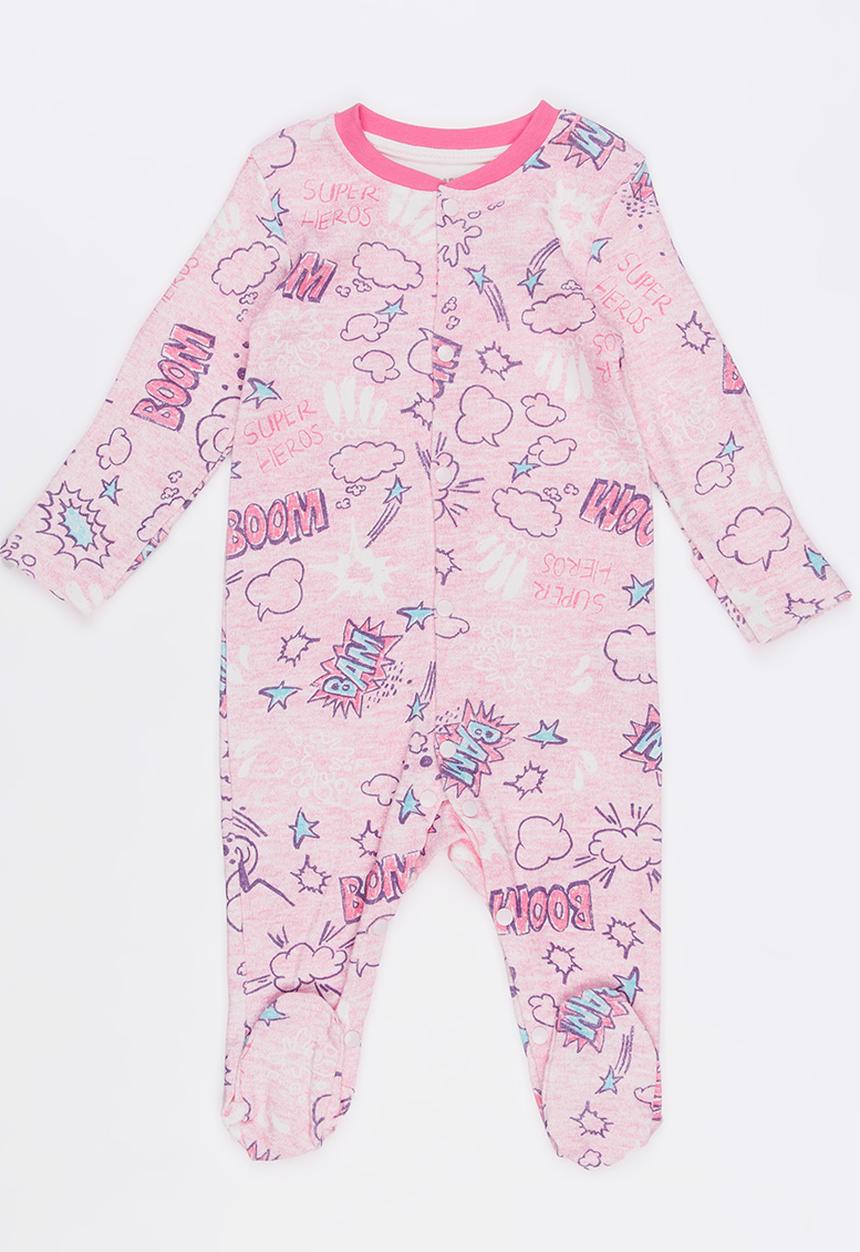 Baby Corner - Printed Sleepsuit Mid Pink