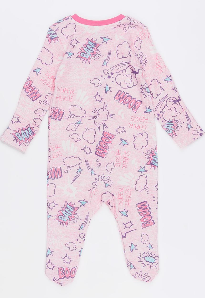 Baby Corner - Printed Sleepsuit Mid Pink