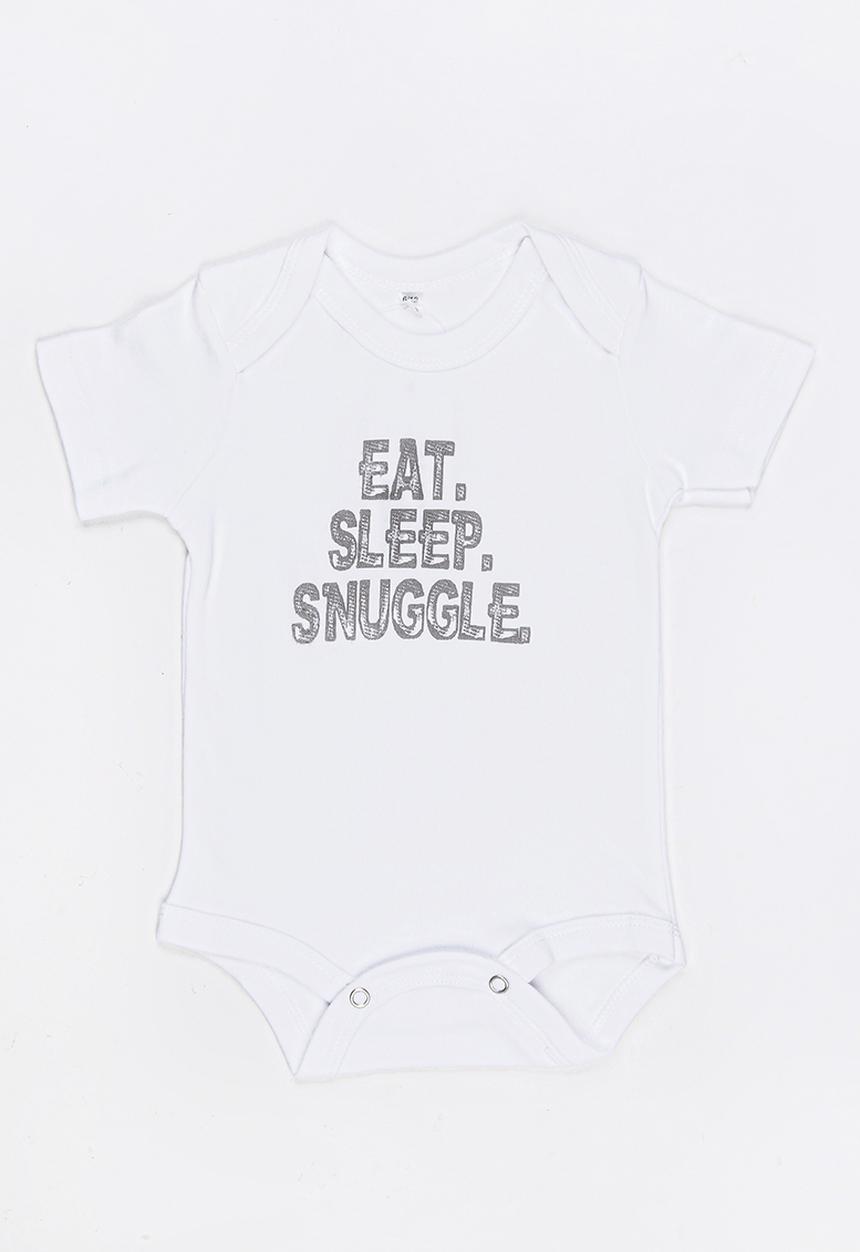 Funky Shop - Eat sleep snuggle baby grow - white