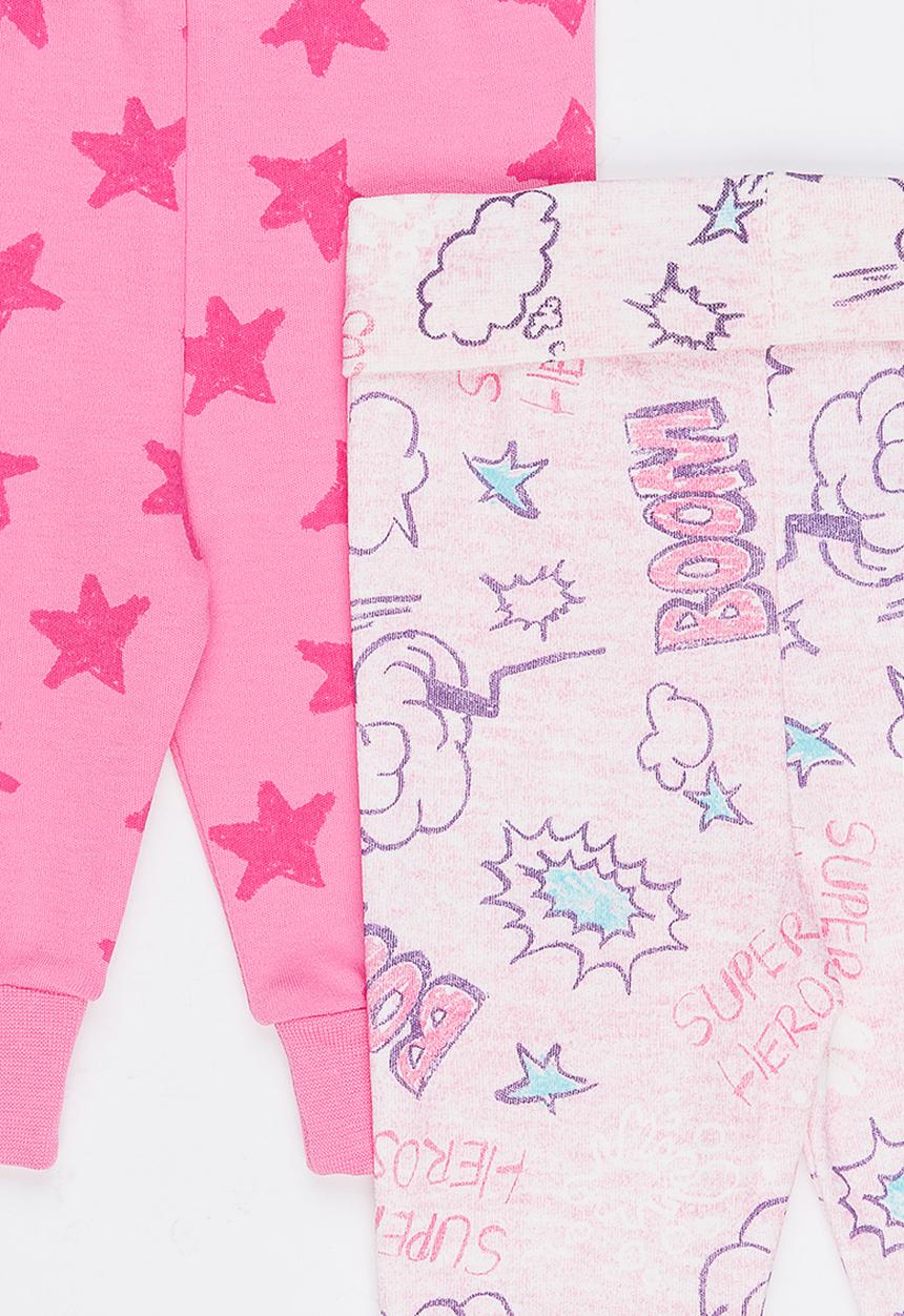 Baby Corner - Printed 2 Pack Pants Mid Pink