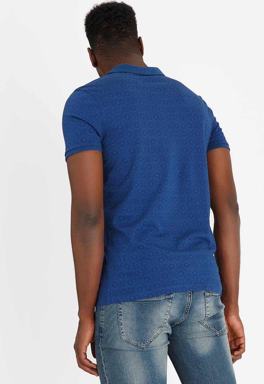 GUESS - Short Sleeve Wynn Ethnic Geo Polo Golfer Grey