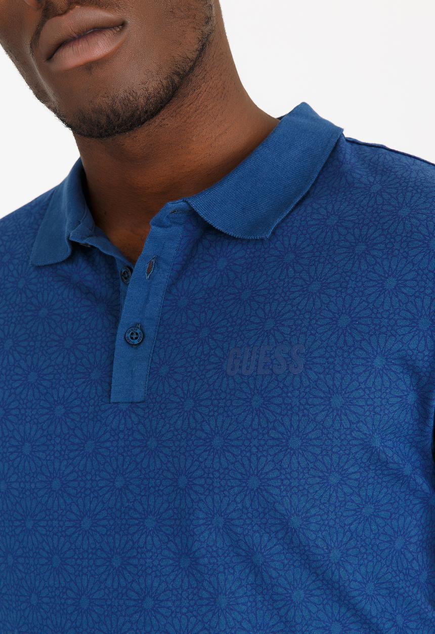 GUESS - Short Sleeve Wynn Ethnic Geo Polo Golfer Grey