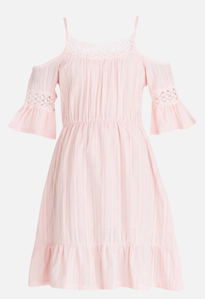 Pop Candy - Cold shoulder boho dress - pale pink