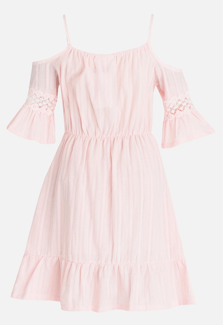 Pop Candy - Cold shoulder boho dress - pale pink