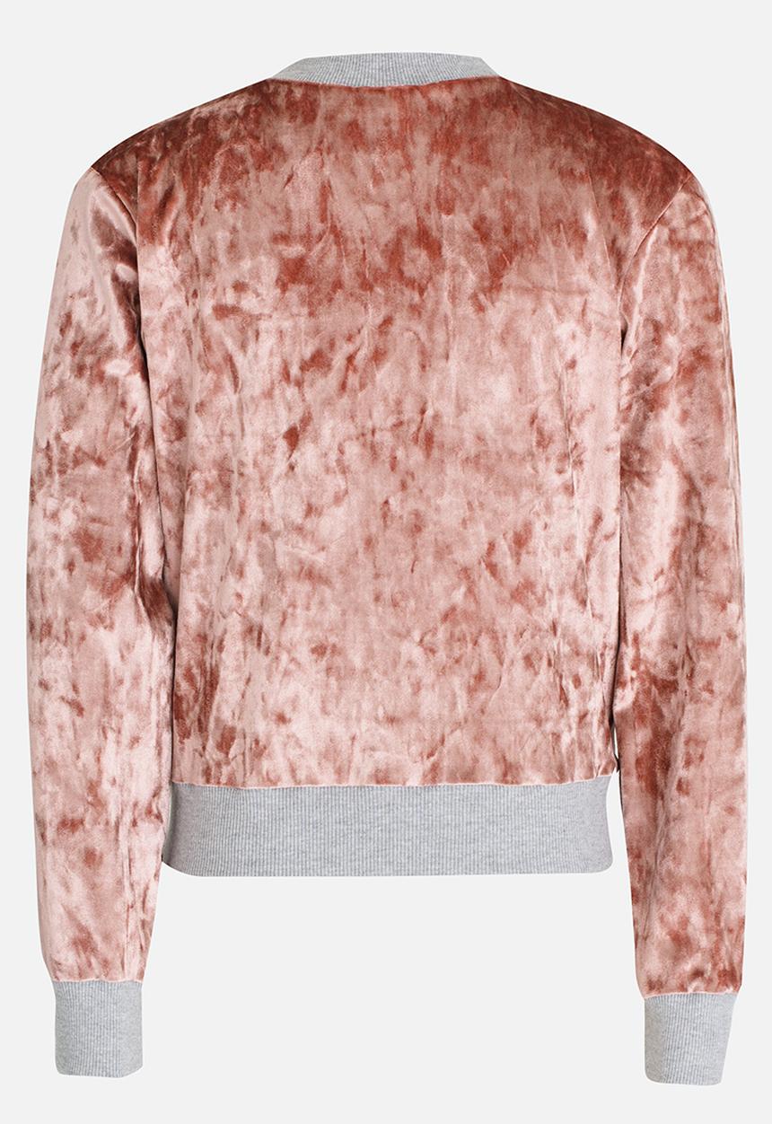 Rebel Republic - Velvet Bomber Jacket Pale Pink