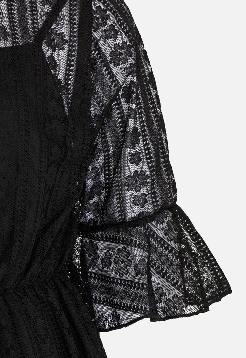 Pop Candy - Lace Dress with Flare Sleeve Black