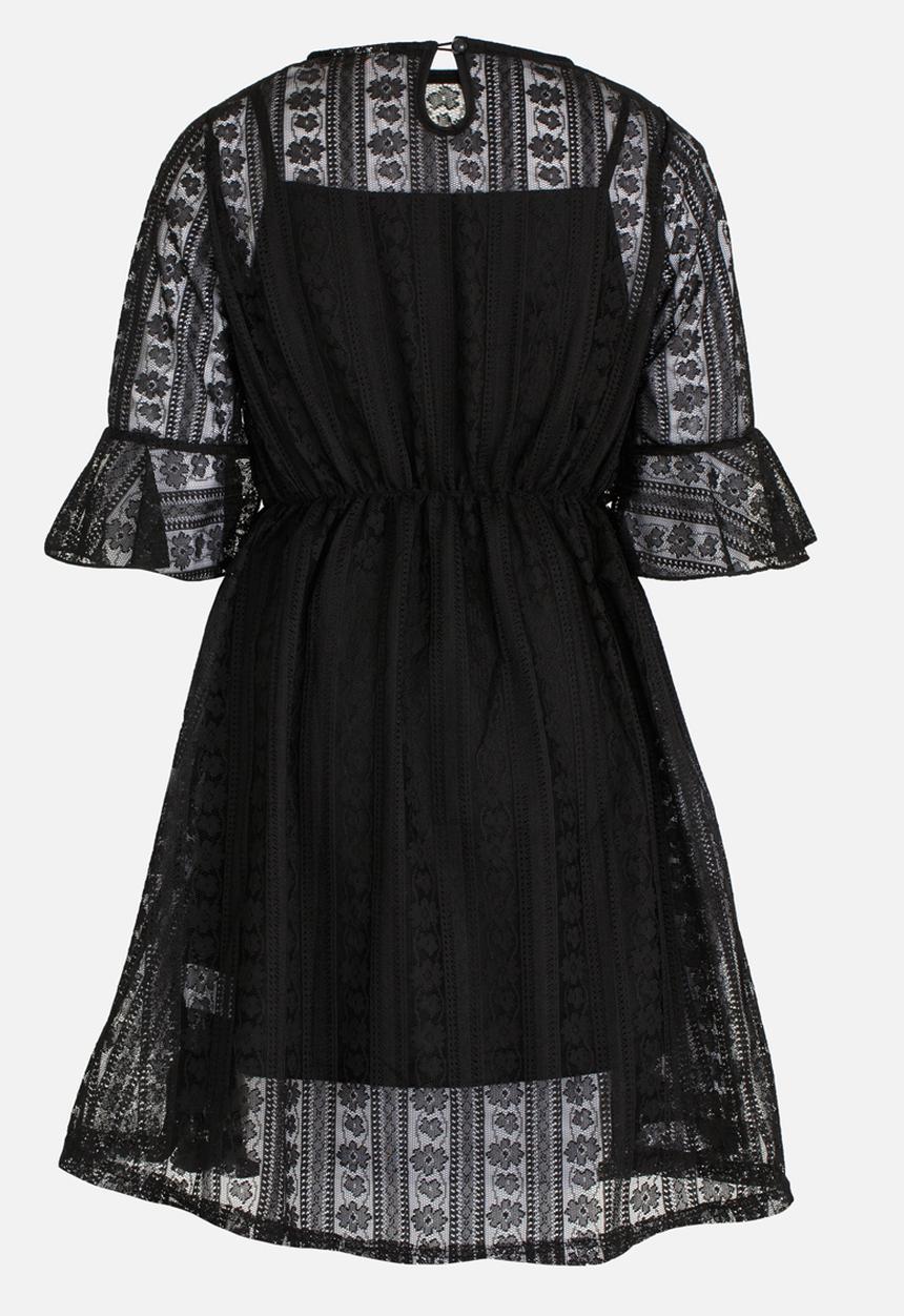 Pop Candy - Lace Dress with Flare Sleeve Black