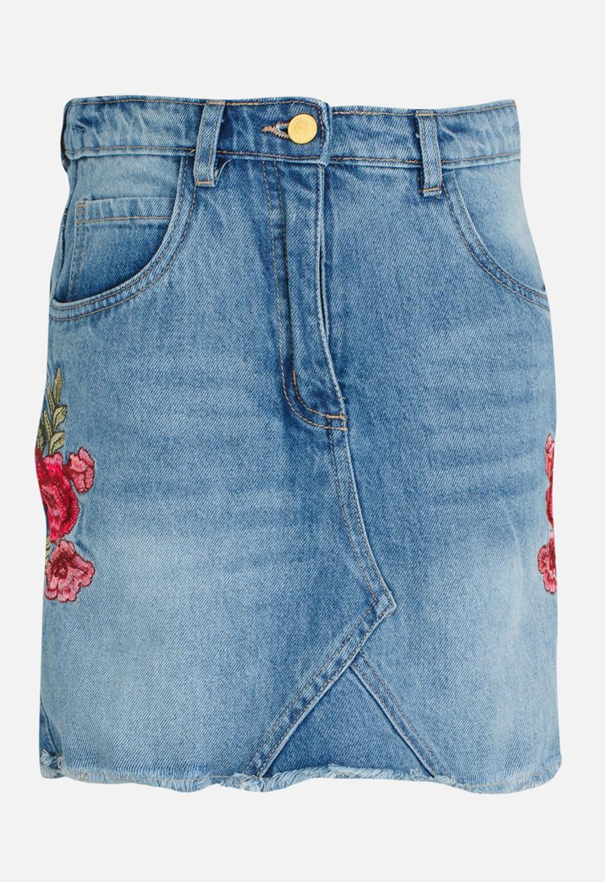 MINOTI - Utility Rose Embroidered Denim Skirt Blue