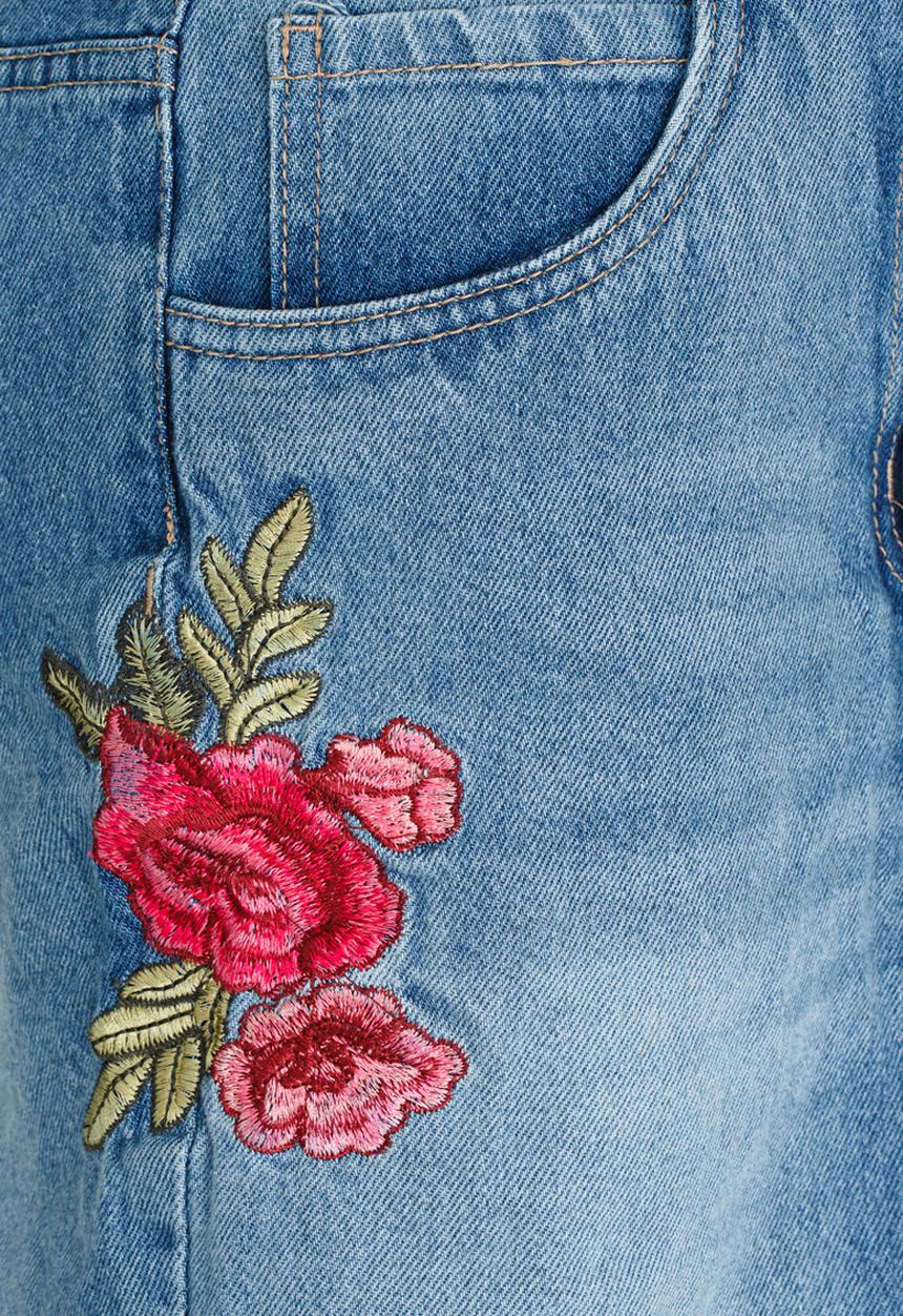 MINOTI - Utility Rose Embroidered Denim Skirt Blue