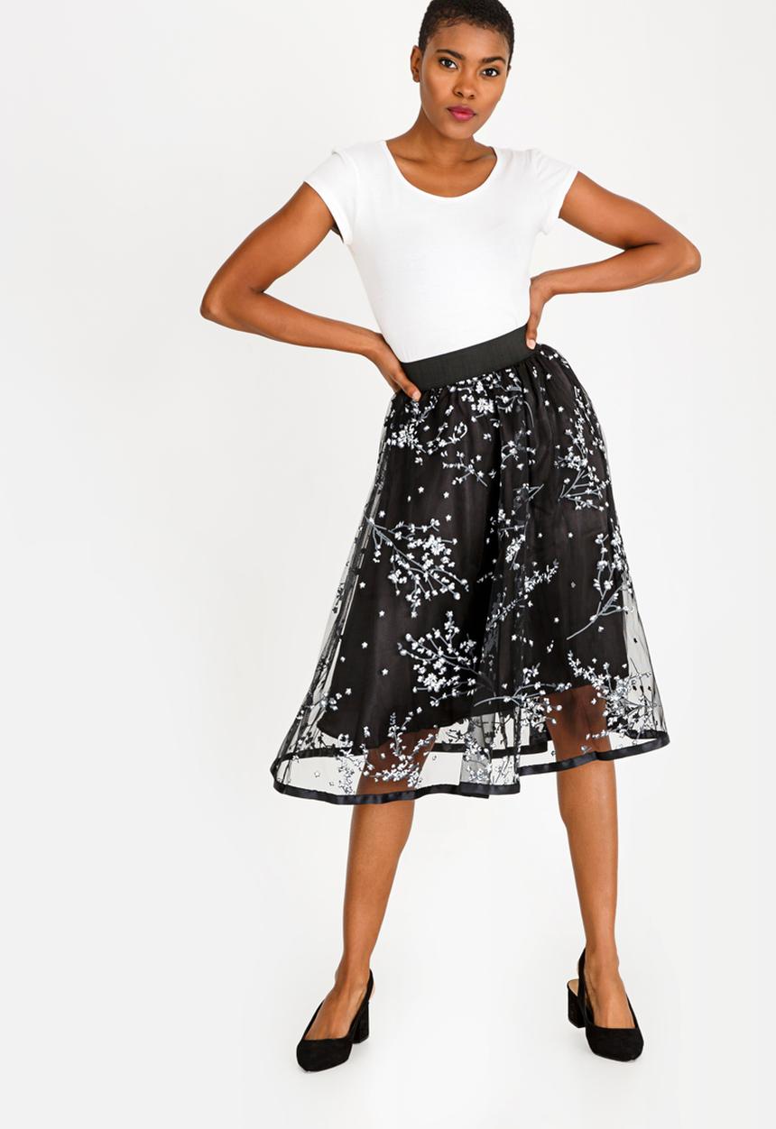 Revenge - Sheer Detail Skirt Black