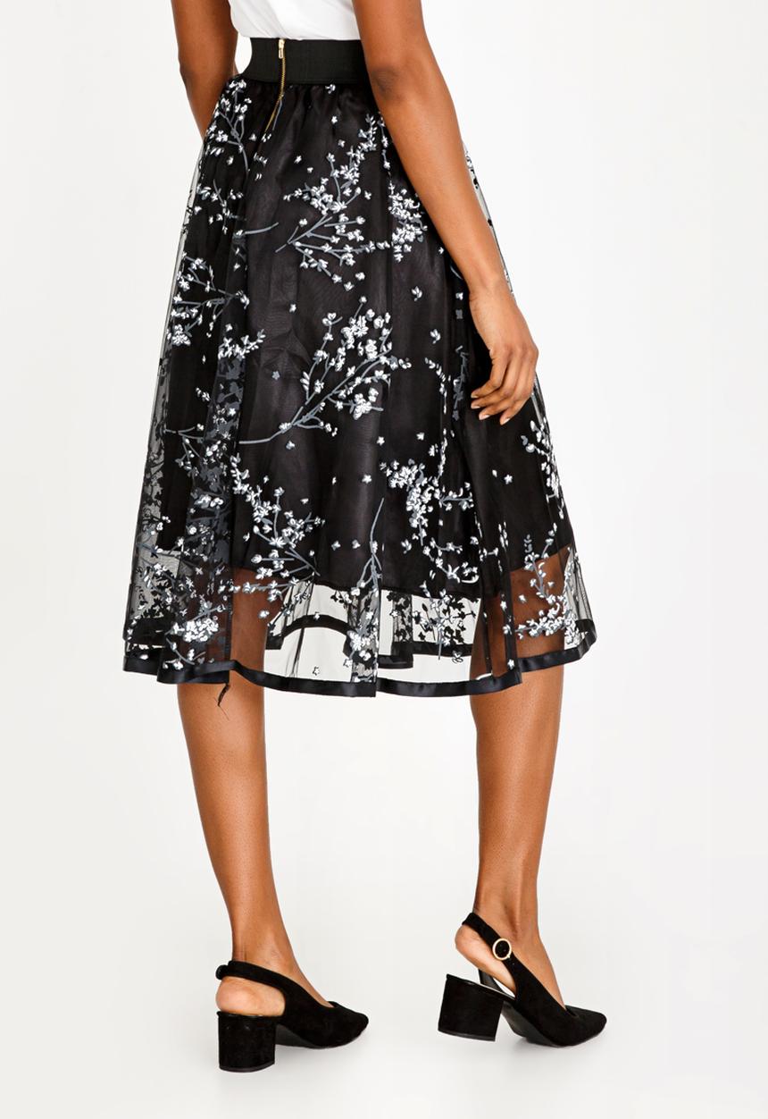 Revenge - Sheer Detail Skirt Black