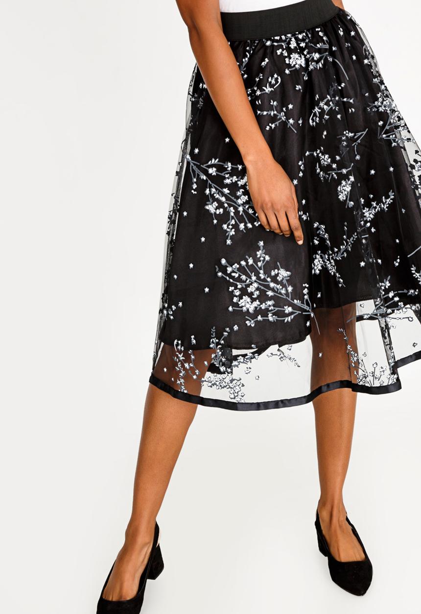 Revenge - Sheer Detail Skirt Black