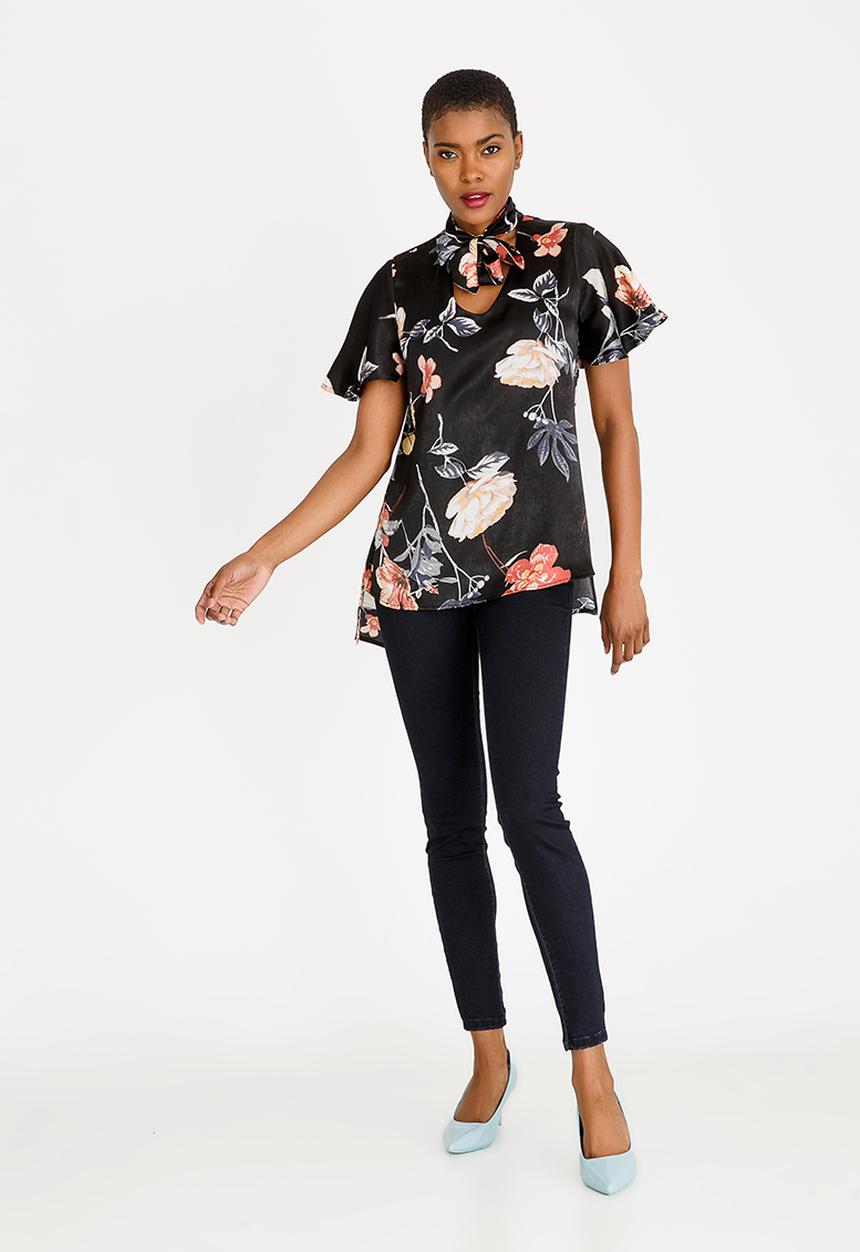 STYLE REPUBLIC - Kitty Bow Blouse Black