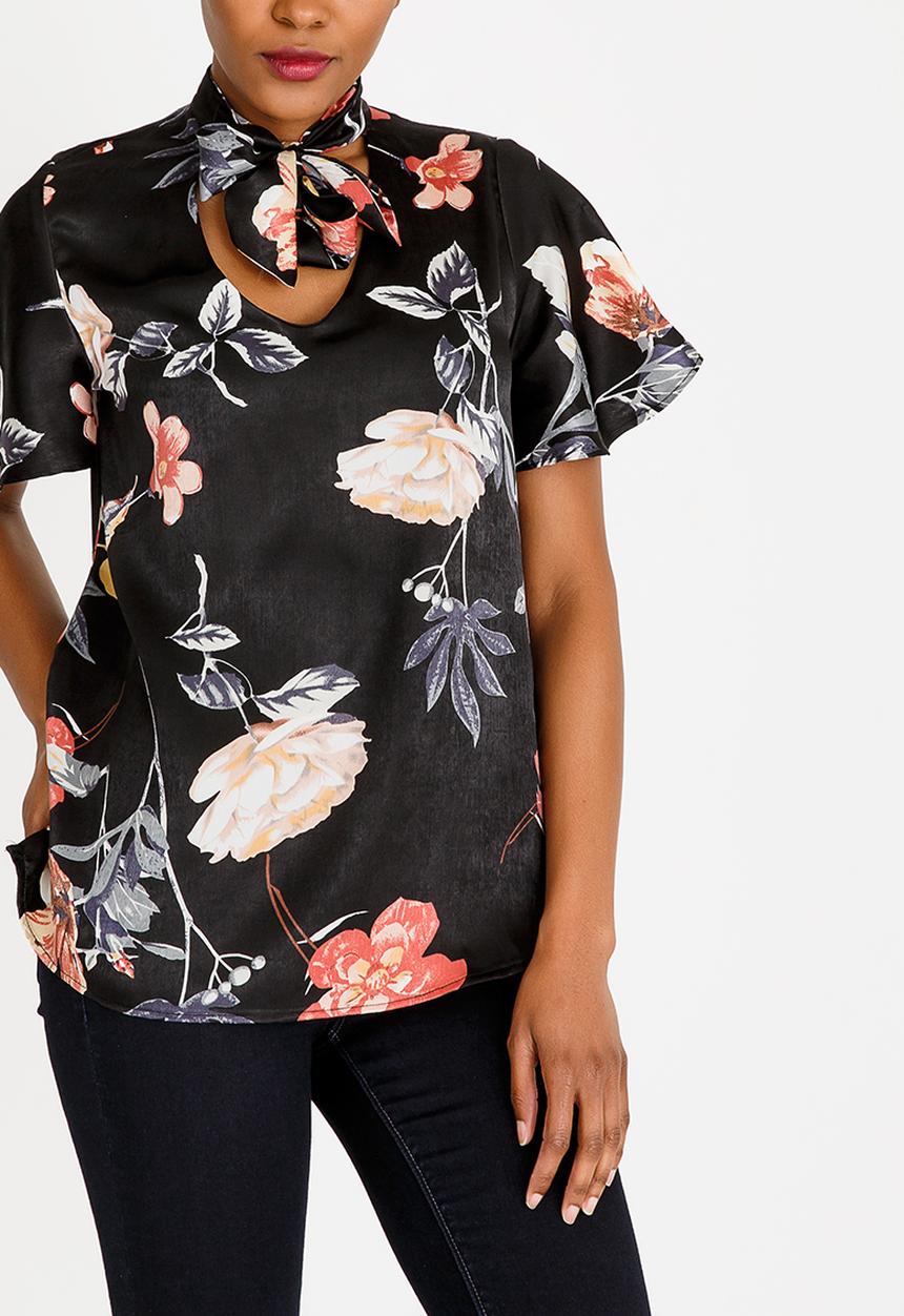 STYLE REPUBLIC - Kitty Bow Blouse Black