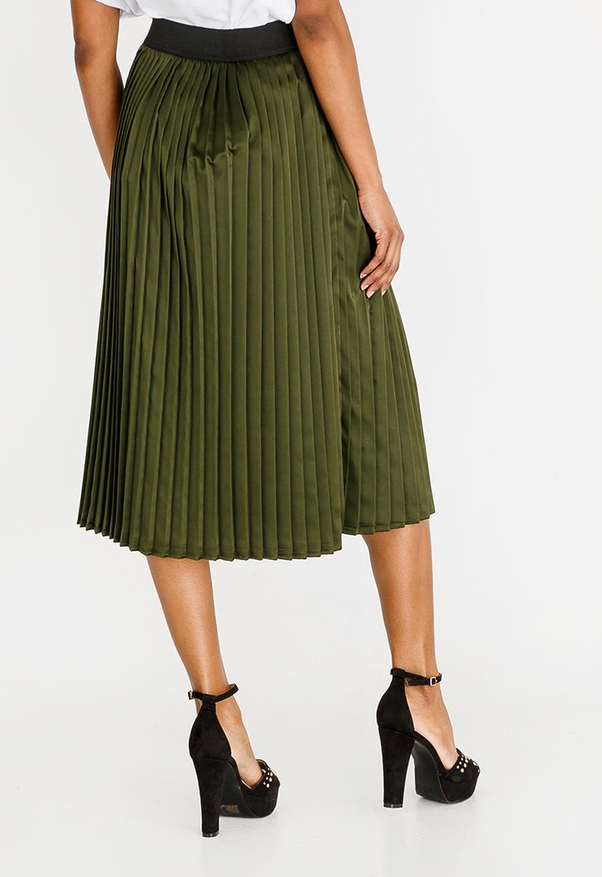 STYLE REPUBLIC - Pleated Midi Skirt Green