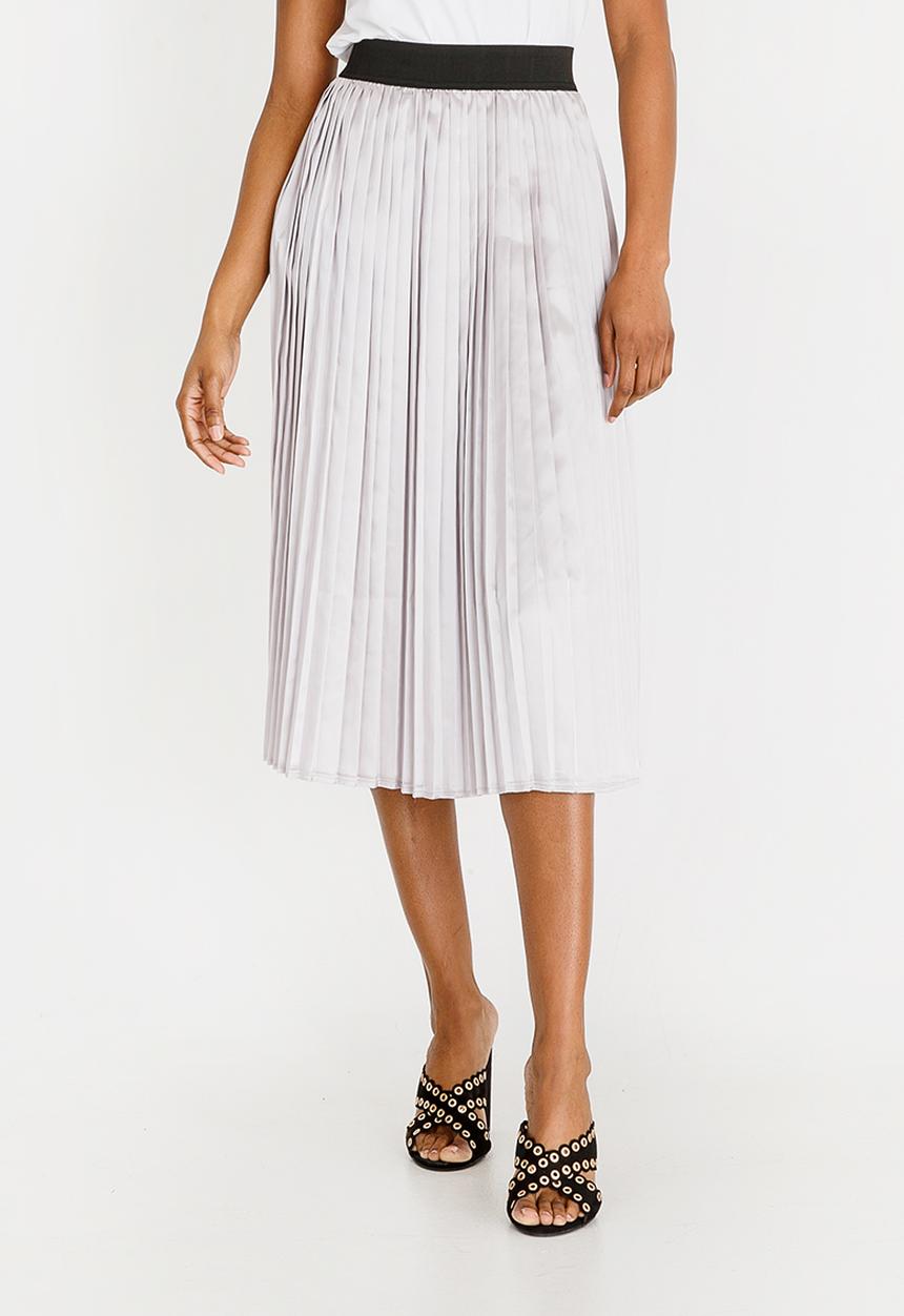 STYLE REPUBLIC - Pleated Midi Skirt Silver