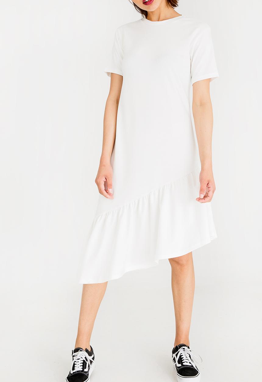 STYLE REPUBLIC - Frill Detail T-Shirt Dress Off White