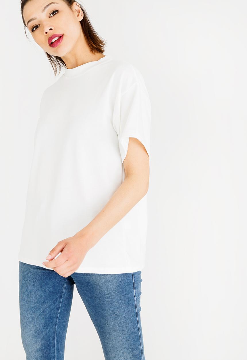c(inch) - High Neck T-Shirt Off White