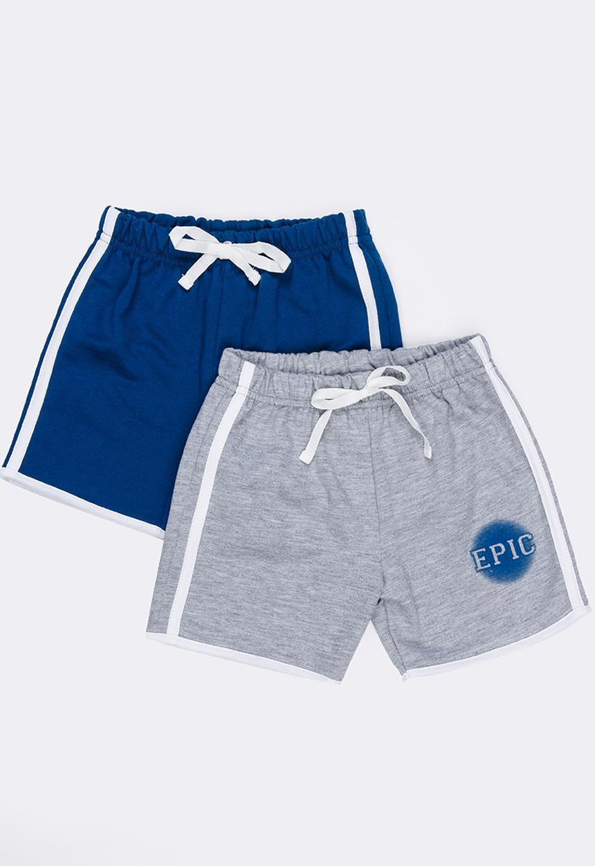 Pop Candy - Printed 2 pack shorts - grey and blue