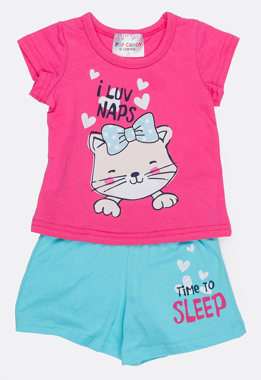 Pop Candy - Printed  Pj  Set Mid Pink