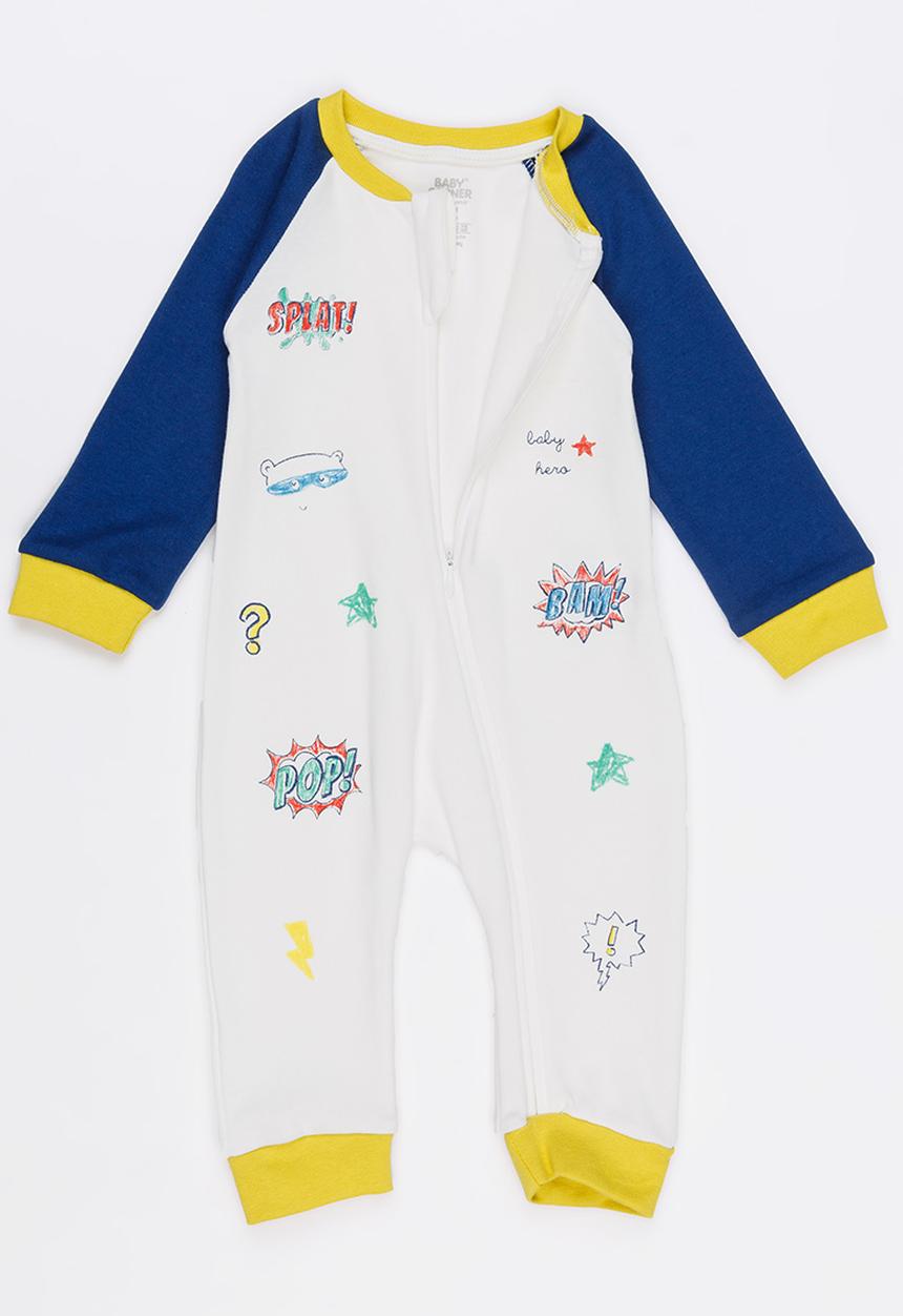 Baby Corner - Printed Zip Through  Sleepsuit Multi-colour