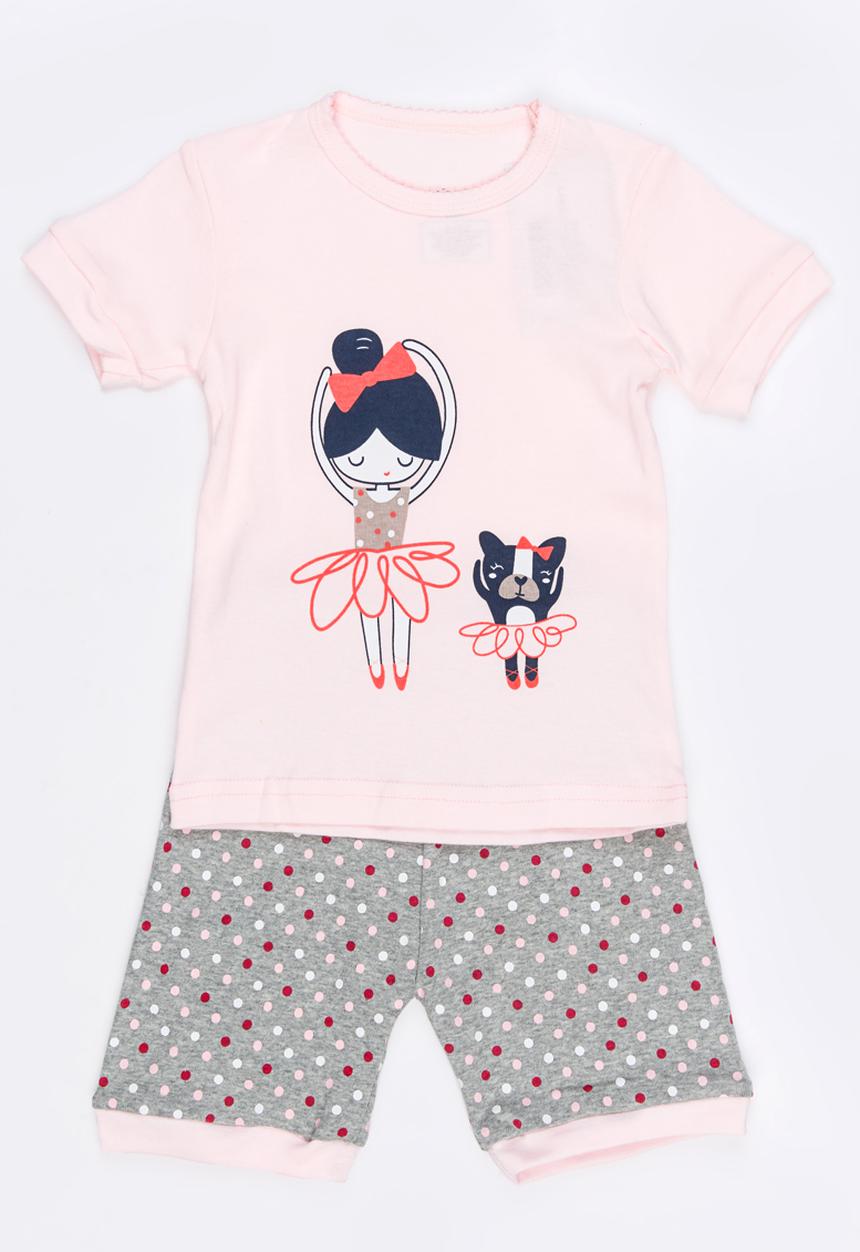 Pop Candy - Short Sleeve Printed Pj Set - pink/grey