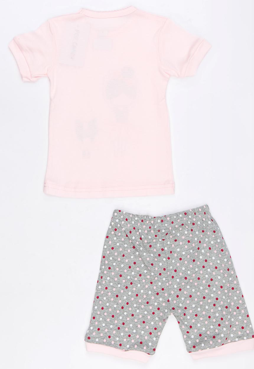 Pop Candy - Short Sleeve Printed Pj Set - pink/grey