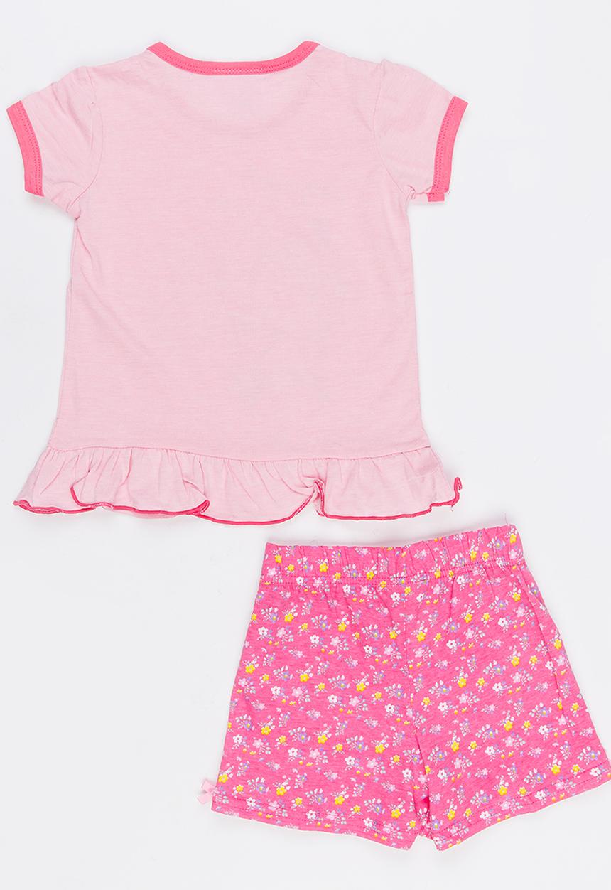Twin Clothing - Short Sleeve Printed Sleepwear Set Dark Pink