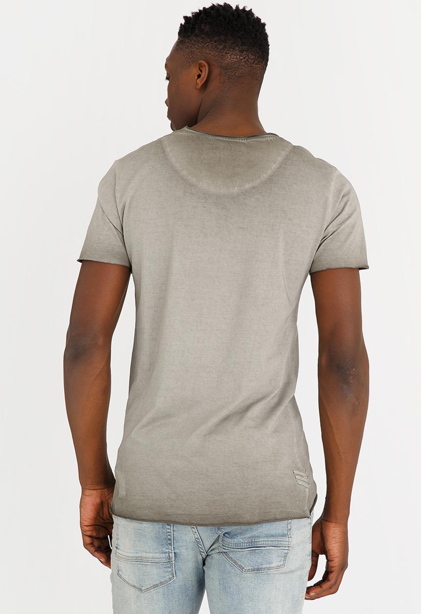 S.P.C.C - Dirty Dye Raw Edge Applique Tee Pale Grey
