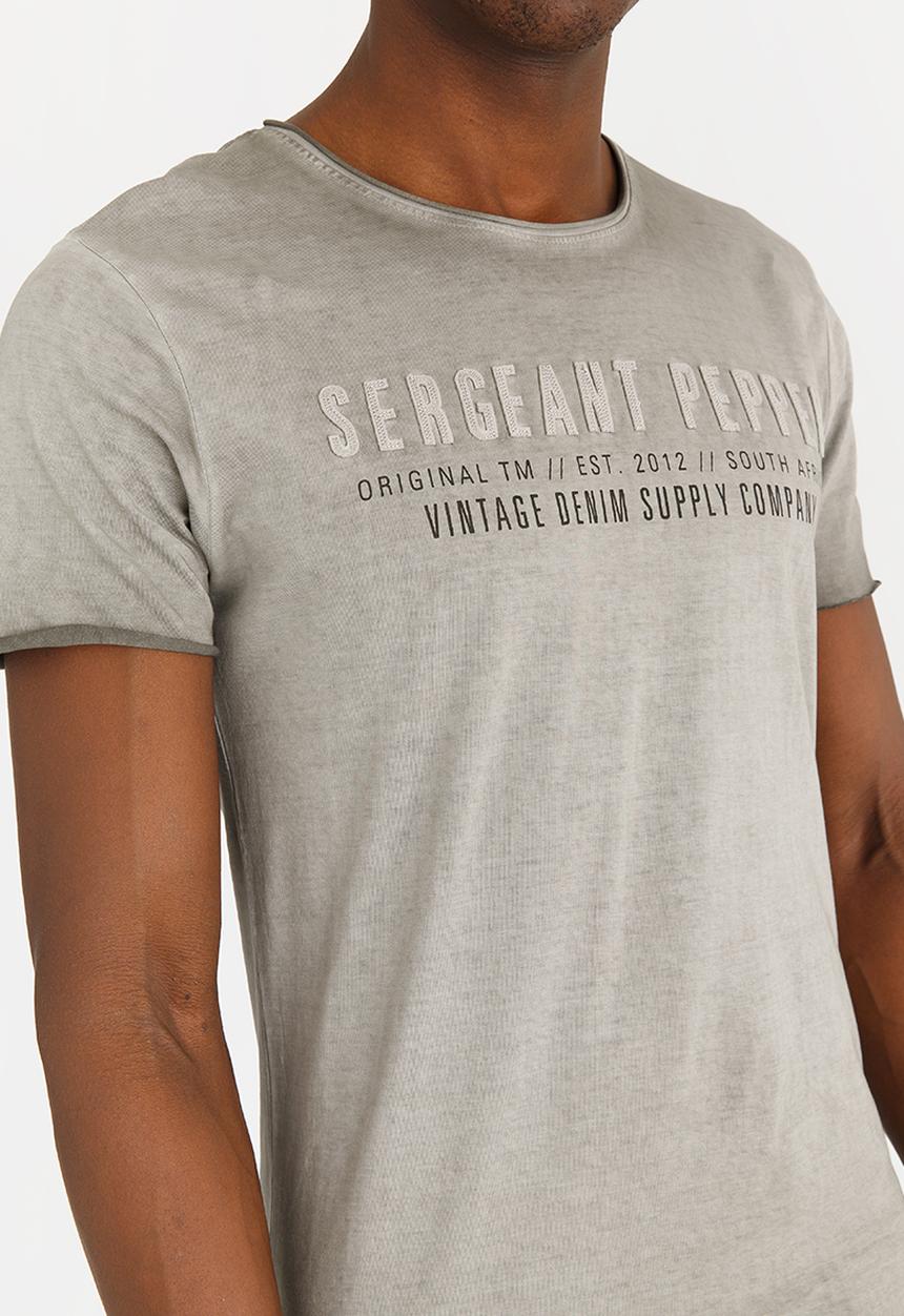 S.P.C.C - Dirty Dye Raw Edge Applique Tee Pale Grey
