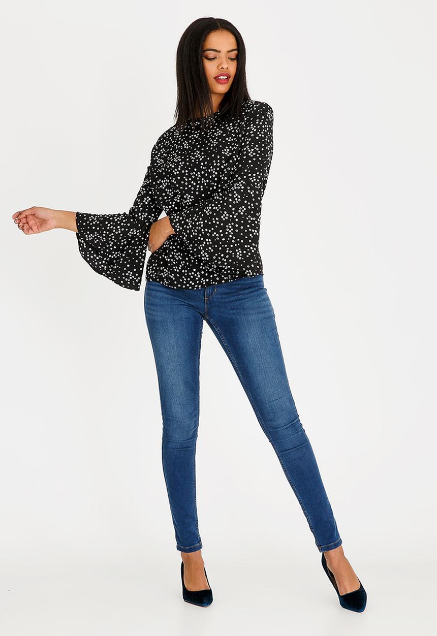 edit - Loose Fit Bell Sleeve Blouse Black