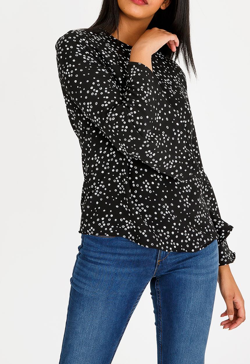 edit - Loose Fit Bell Sleeve Blouse Black
