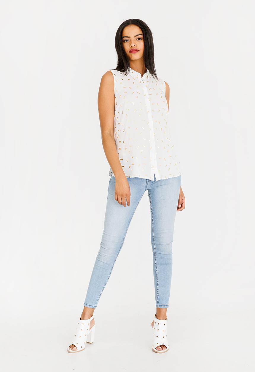 c(inch) - Pineapple Print Sleeveless Shirt White