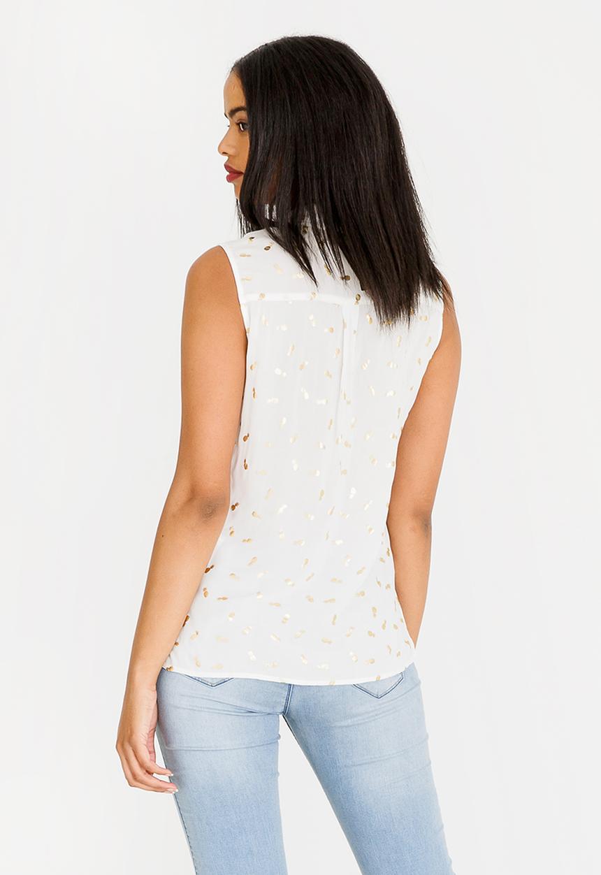 c(inch) - Pineapple Print Sleeveless Shirt White