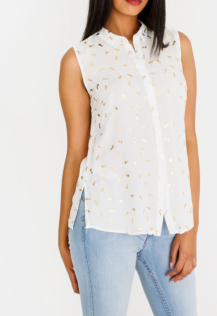 c(inch) - Pineapple Print Sleeveless Shirt White
