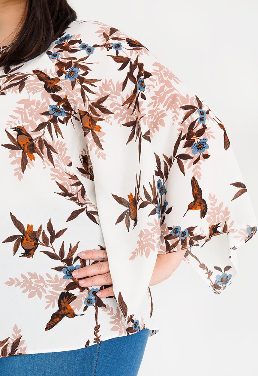 edit Plus - Flutter Sleeve Blouse Multi-colour